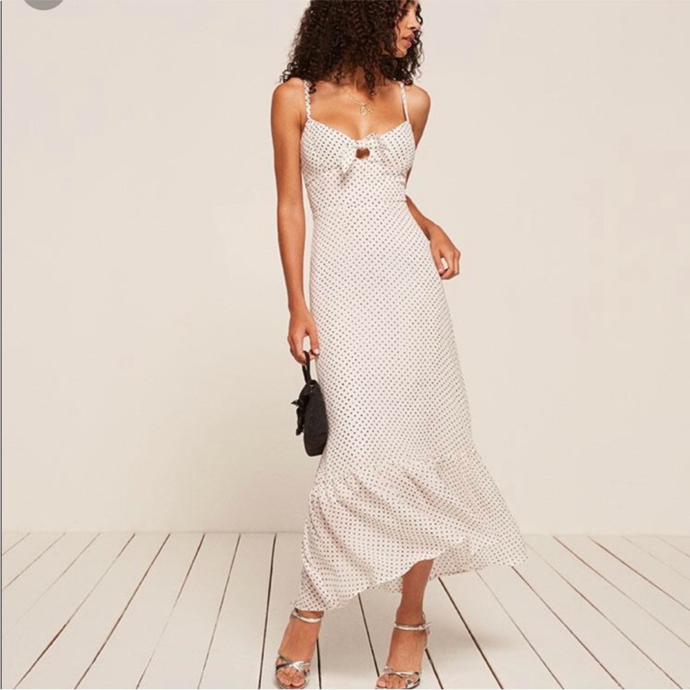 Reformation Polka Dot Tie-Front Maxi Dress -